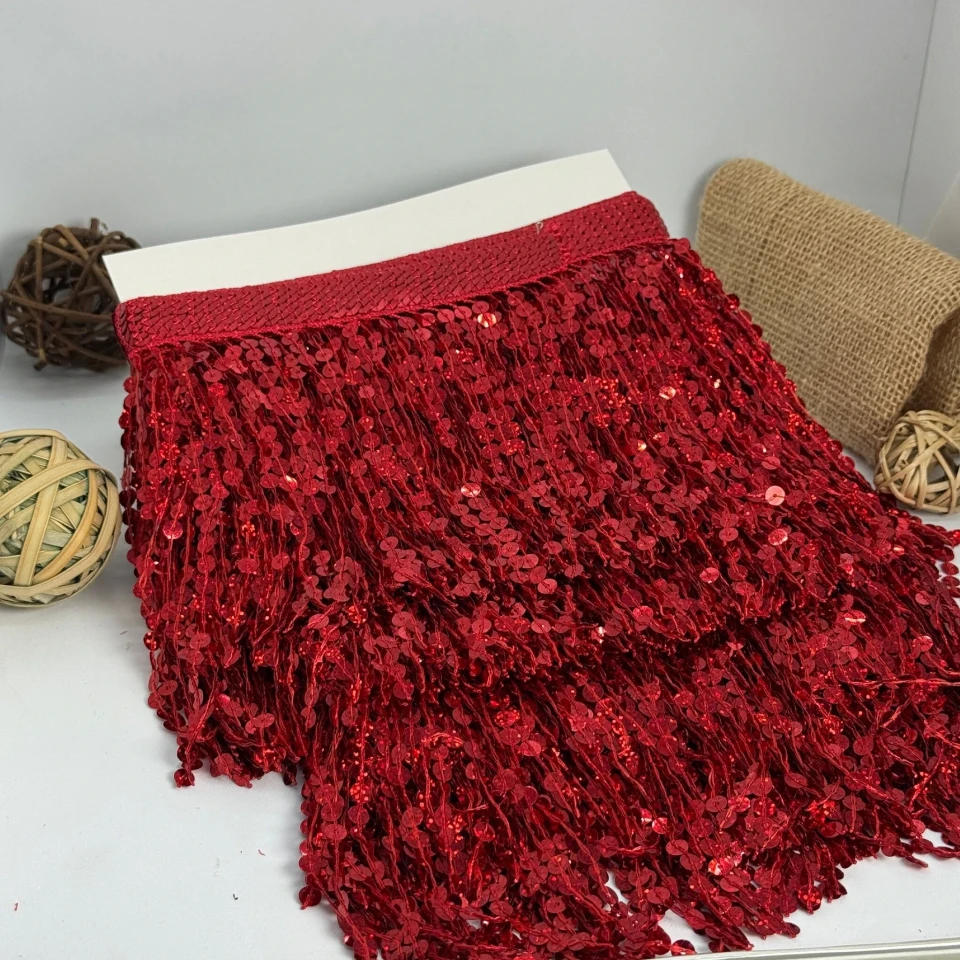 Бахрома танцювальна з паєтками 16 см (10 ярдів/9,14 м.), 4 червоний