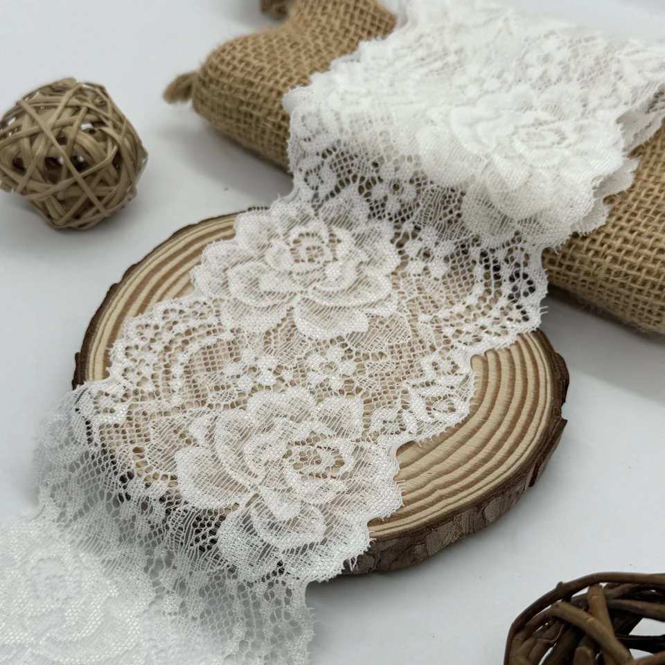 Мереживо стрейч B85012 (272 ярда), білий