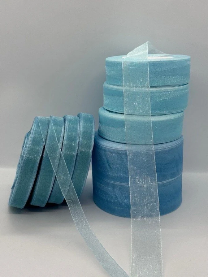 Стрічка органза 4 см (4*50 ярдів/45 м.), 1093 блакитний