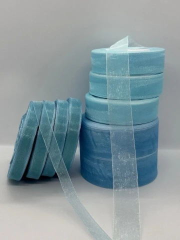 Стрічка органза 4 см (4*50 ярдів/45 м.), 1093 блакитний