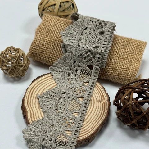 Мереживо поліестер 9049 6 см.(15 ярдів/13.5 м.), сірий