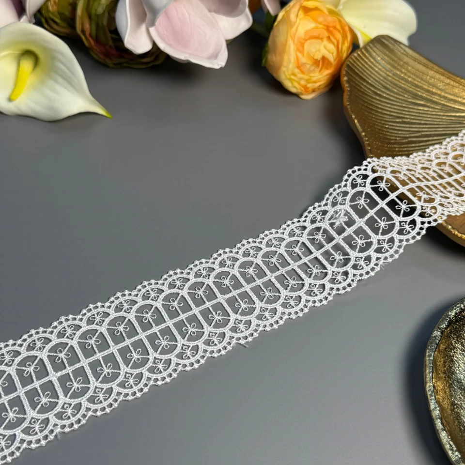 Мереживо поліестер ВВ103938 5 см.(15 ярдів13.5 м), теплий білий