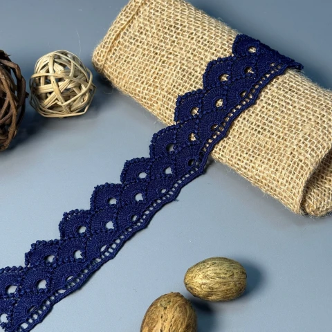 Мереживо поліестер 2 4 см.(19.7 метрів), синій (19.7 метрів)