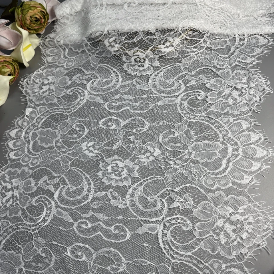 Мереживо французьке 60035 45 см. (10*3 м.), теплий білий