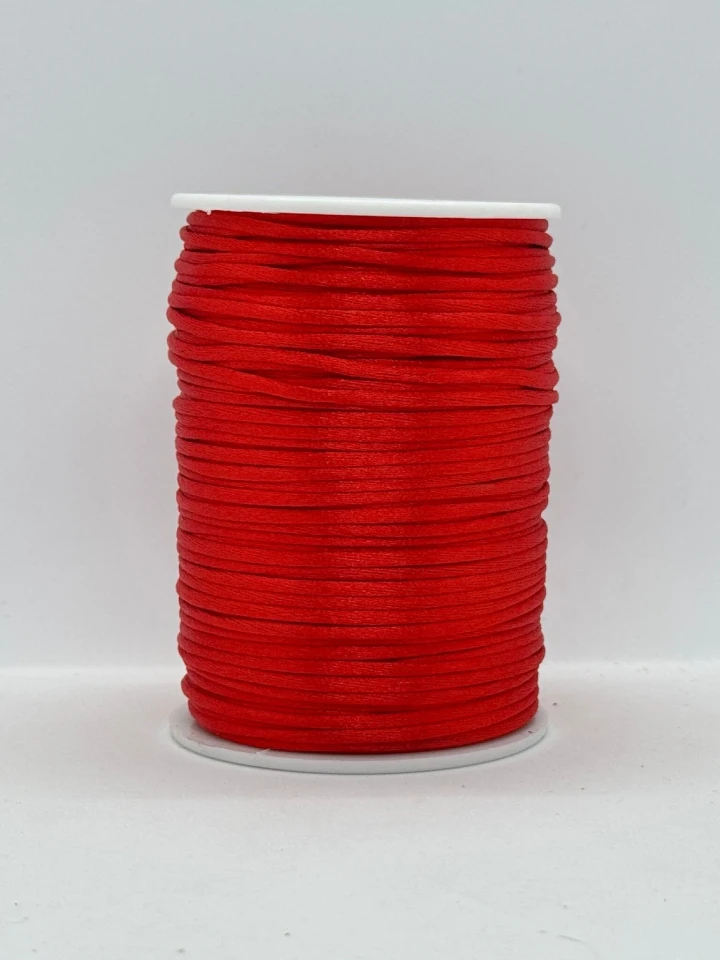 Шнур атласний корсетний 2.3 мм (100 ярдів/91,44 м.), 1 червоний