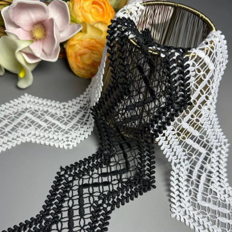 Мереживо поліестер ВВ302652 8,5 см.(15 ярдів/13.5 м.), білий