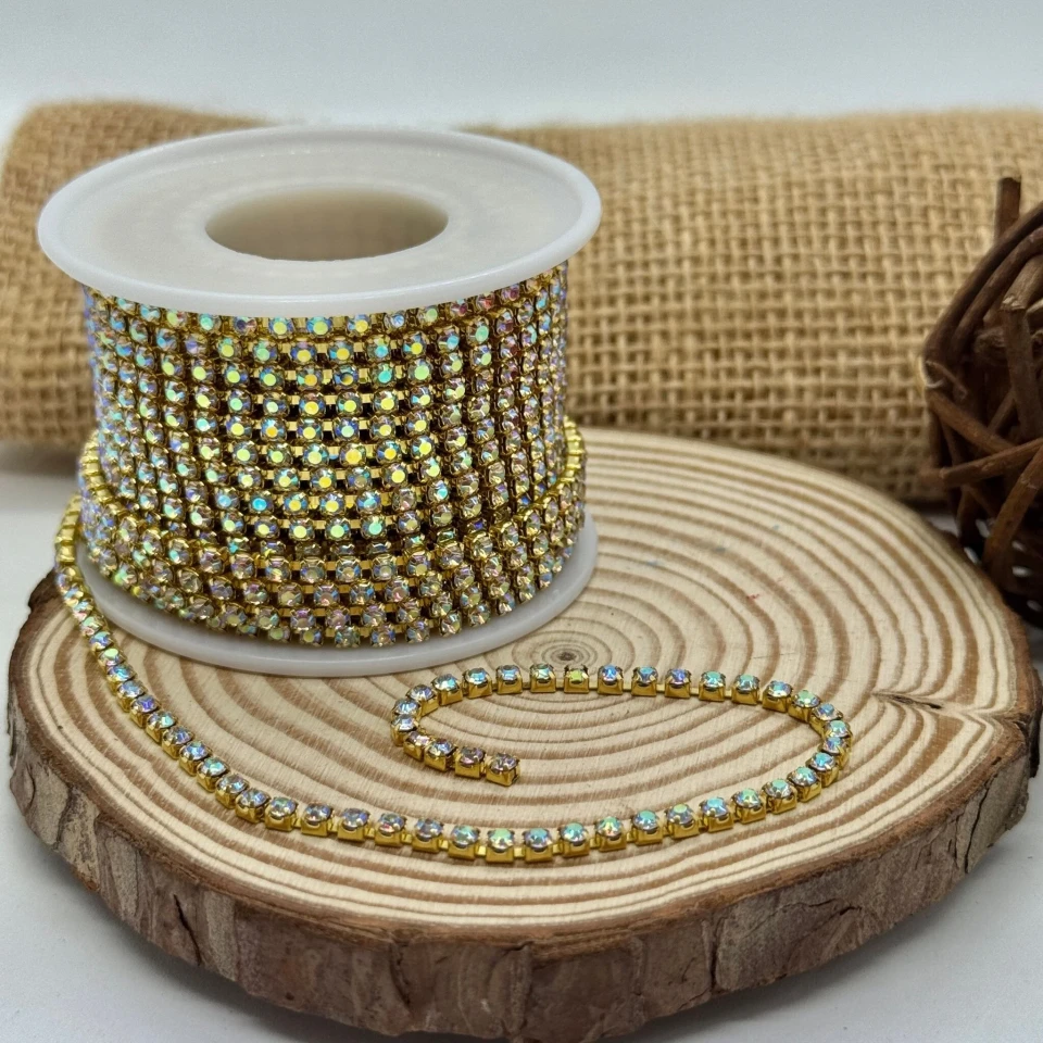 Цепі камні на бабінах ss 12 3 мм (10 ярдів), золото АВ