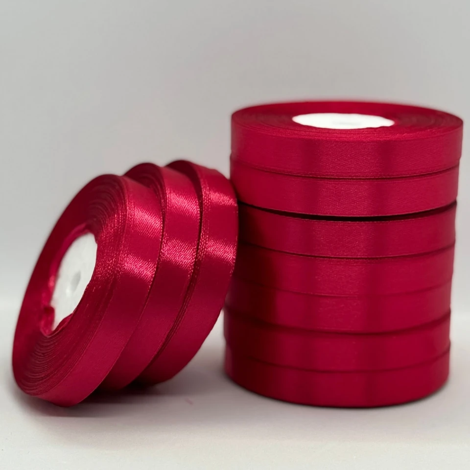 Стрічка атласна 1.2 см (10*36 ярдів), 72 світлий бордовий