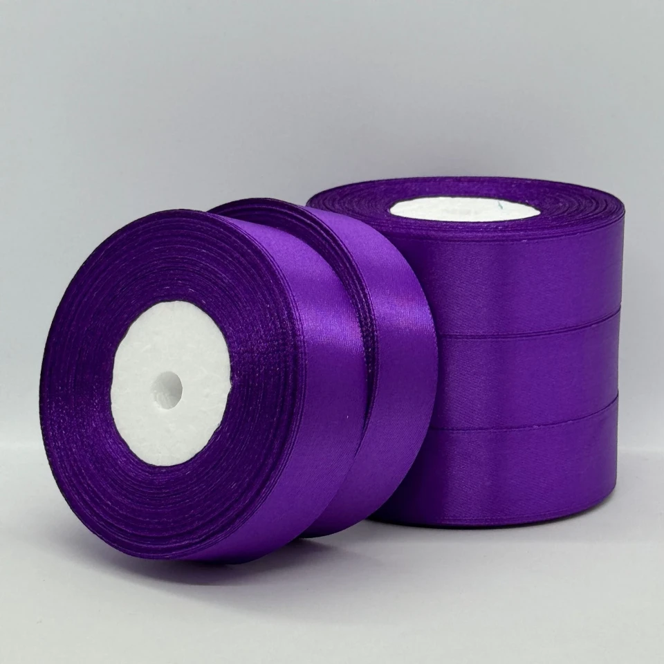 Стрічка атласна 2.5 см (5*36 ярдів), 35 баклажан