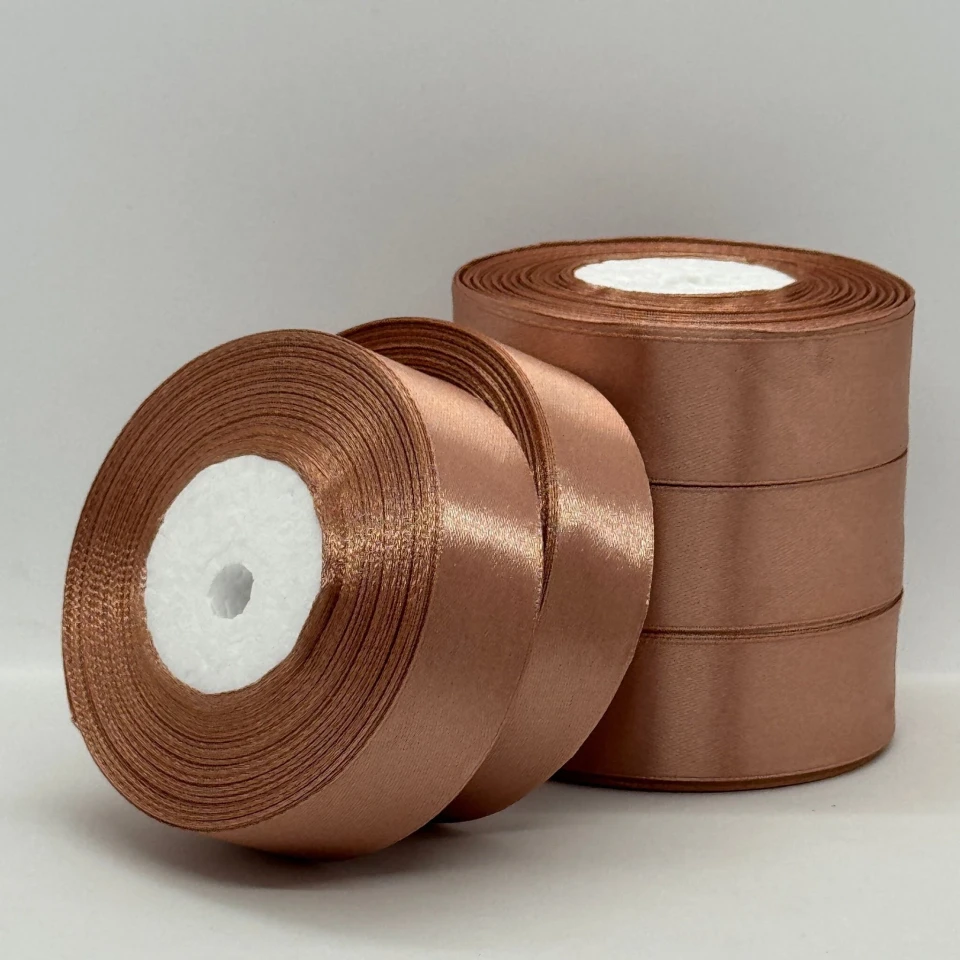 Стрічка атласна 2.5 см (5*36 ярдів), 117 какао