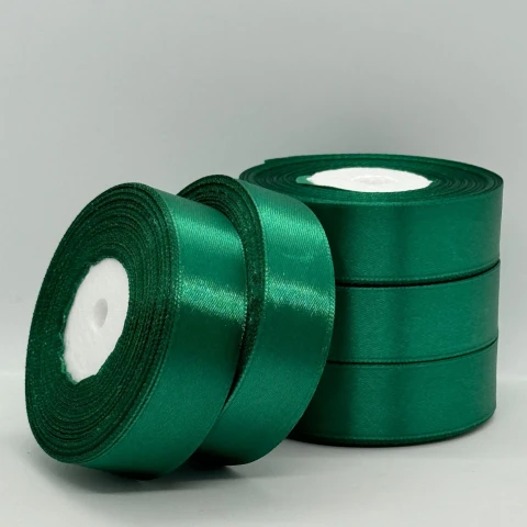 Стрічка атласна 2.5 см (5*36 ярдів), 168 темний зелений