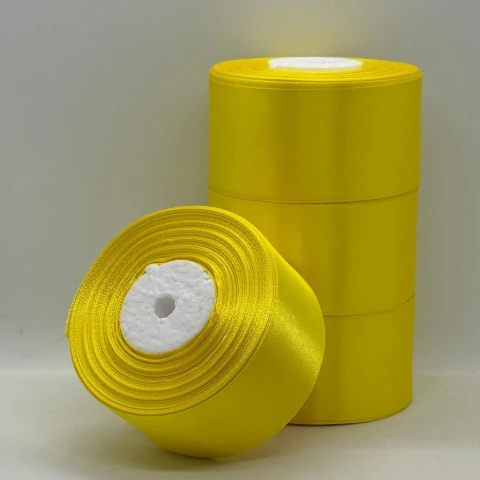 Стрічка атласна 5 см (4*36 ярдів), 143 світлий жовтий