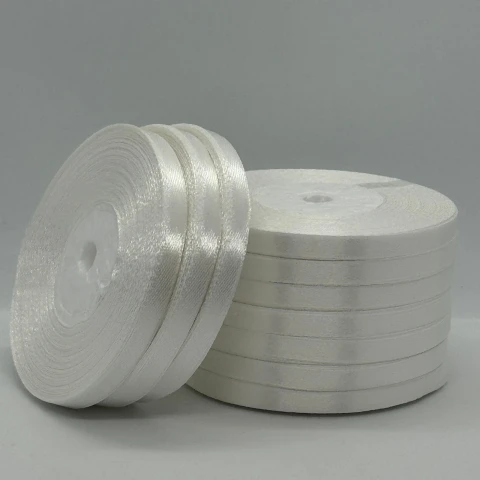 Стрічка атласна 0.6 см (10*36 ярдів), світлий молочний