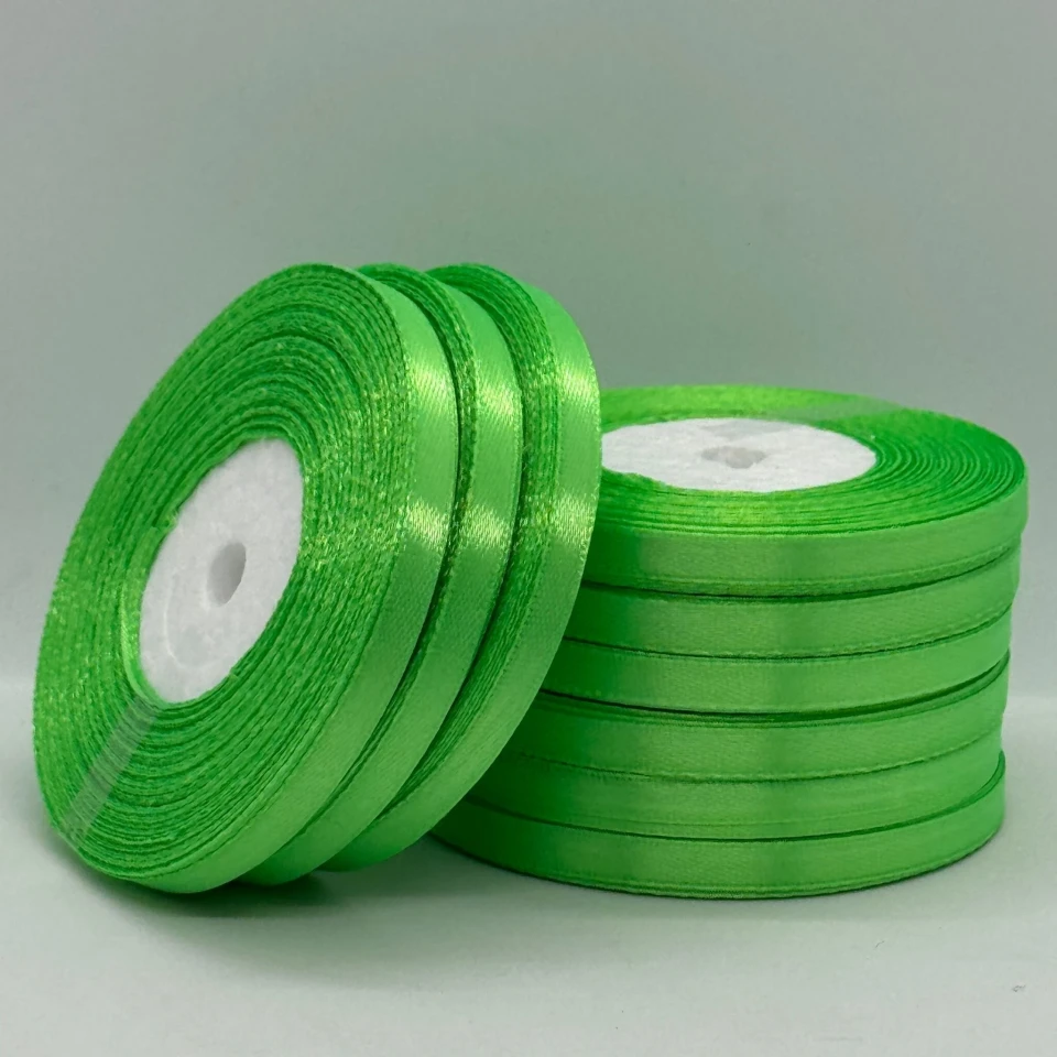 Стрічка атласна 0.6 см (10*36 ярдів), 115 зелене яблоко