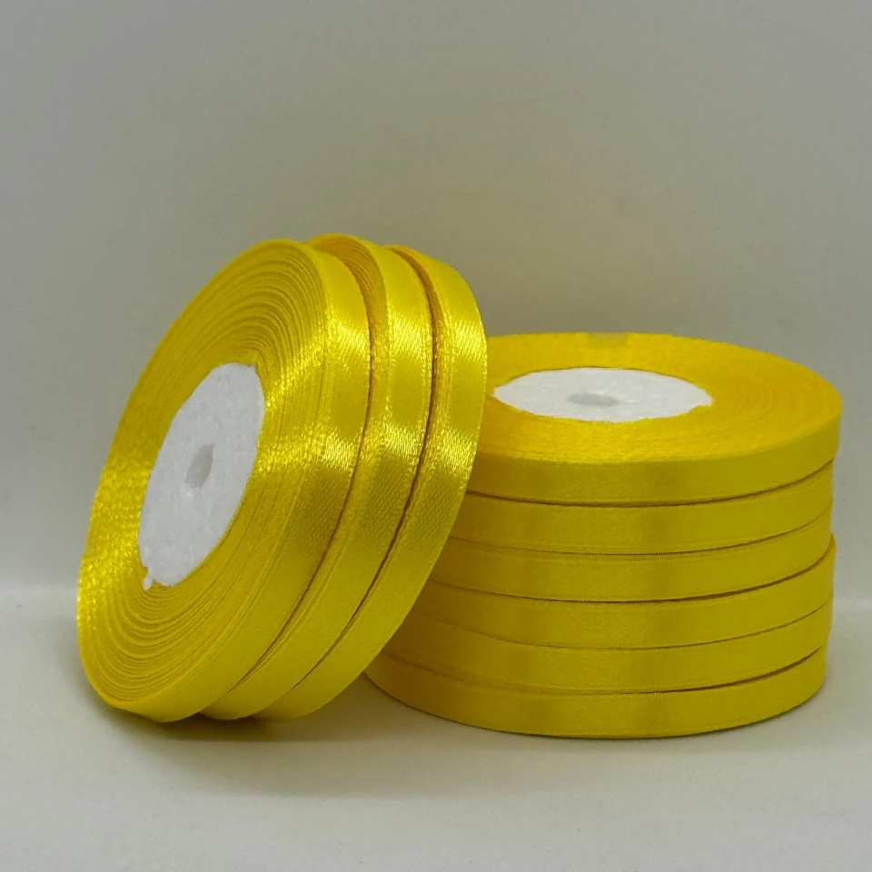 Стрічка атласна 0.6 см (10*36 ярдів), 143 світлий жовтий