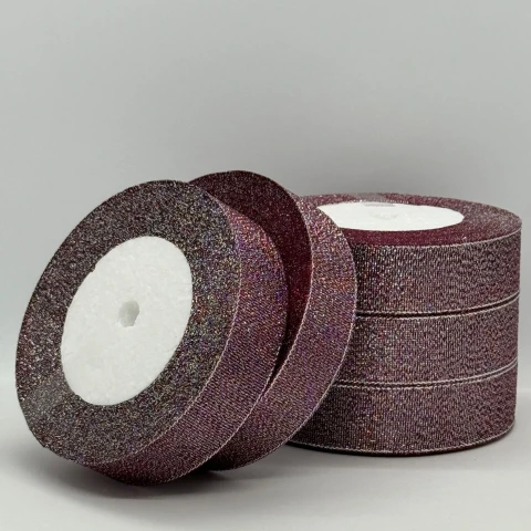 Тесьма парчовая 2,5 см (5*25 ярдов/22,75 м.), 83 бордо + серебро