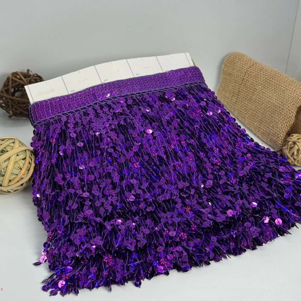 Бахрома танцювальна з паєтками 16 см (10 ярдів/9,14 м.), 15 фіолетовий