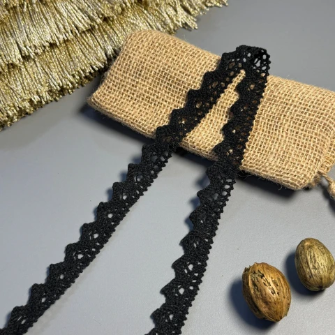 Мереживо макраме 11-2 2 см.(200 ярдів/182,8 м.), чорний