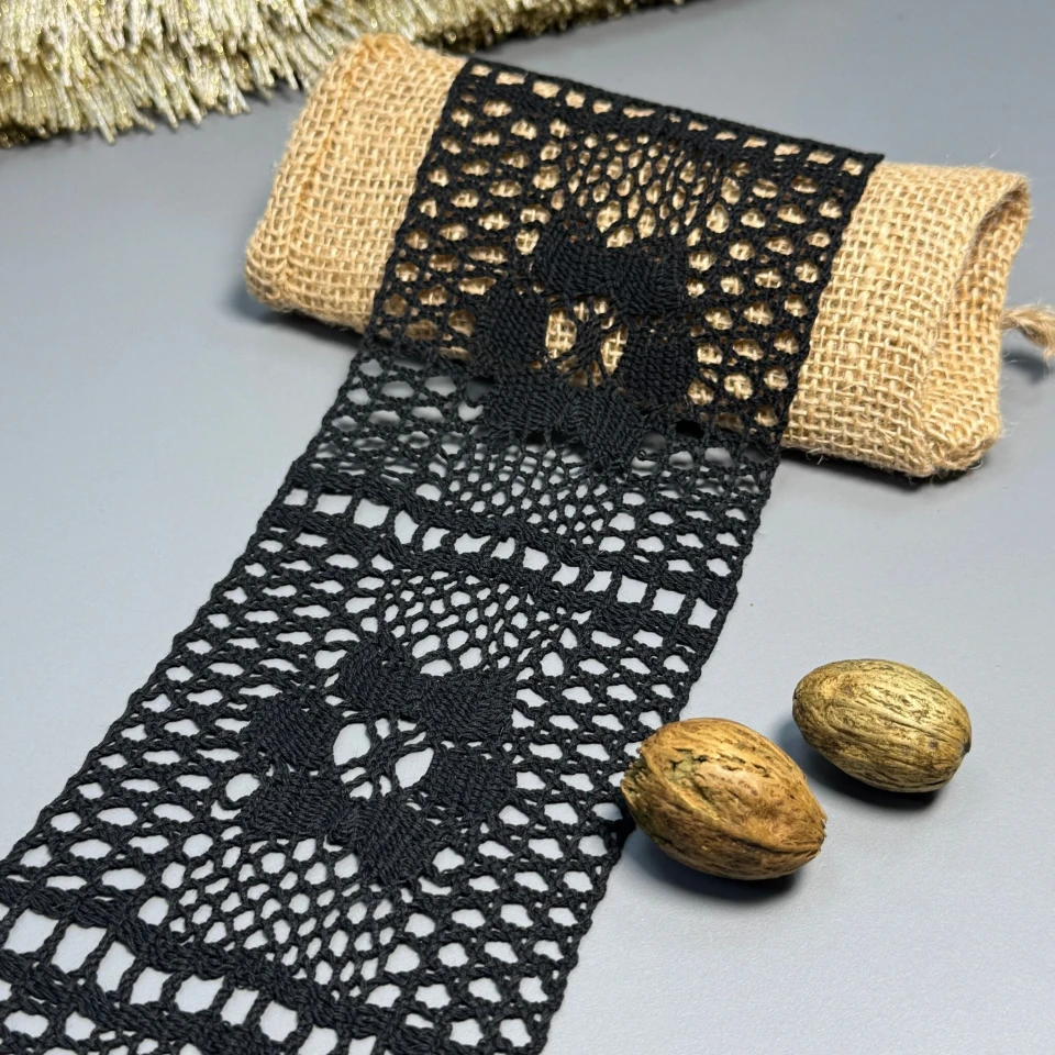 Мереживо макраме 8440 8 см (50 ярдів/45,7 м.), чорний