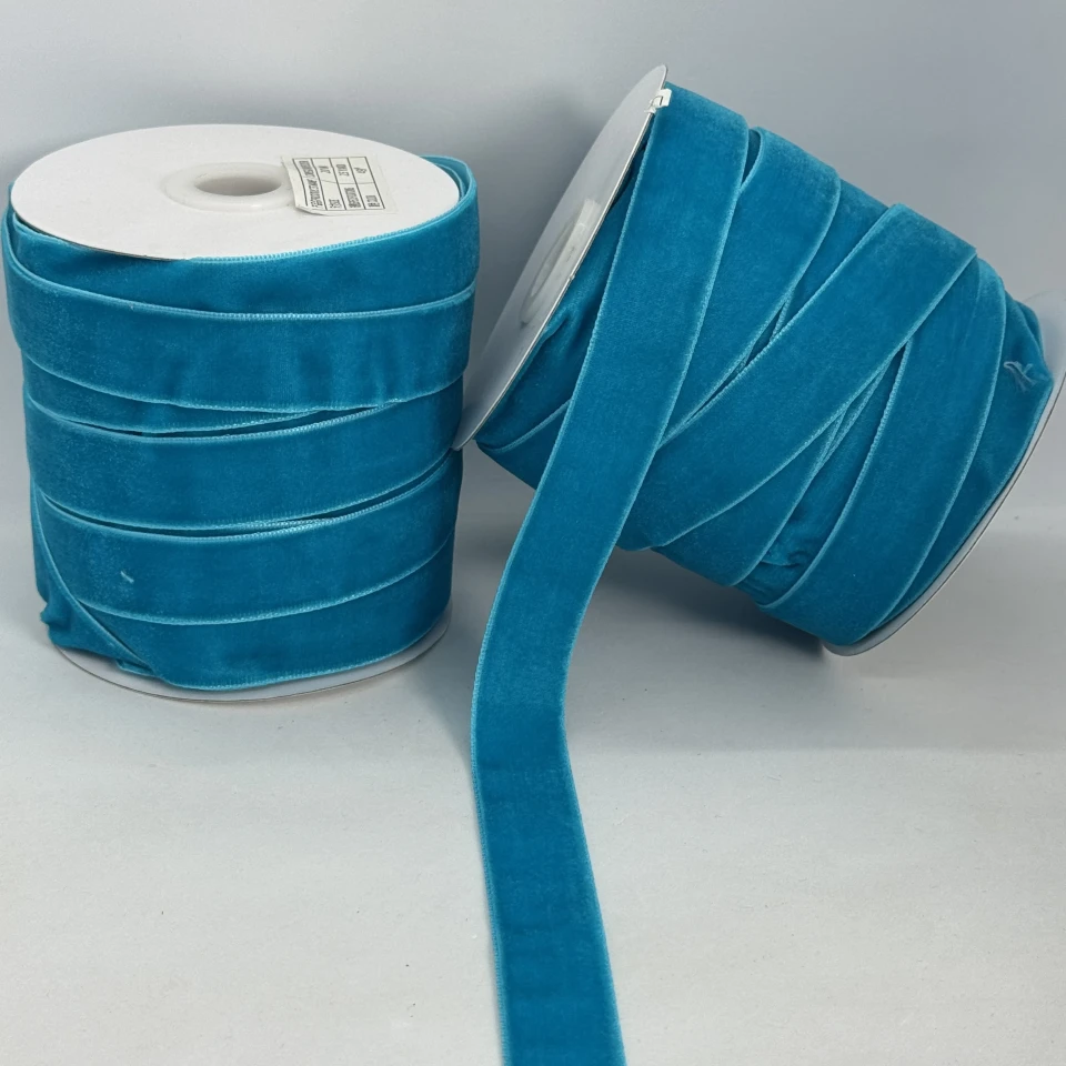 Стрічка оксамит 2 см (25 ярдів/22,75 м.), 49 бірюза