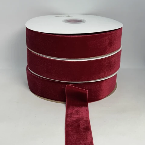 Стрічка оксамит 3.8 см (25 ярдів/22,75 м.), 31 світлий бордовий