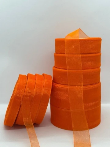 Лента органза 1,25 см (10*50 ярдов/45 м.), 1025 оранжевый
