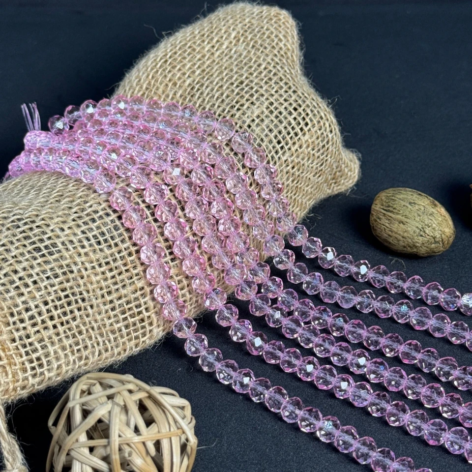 Хрусталь на нитці 8 мм (10*63 шт.), М005 рожевий