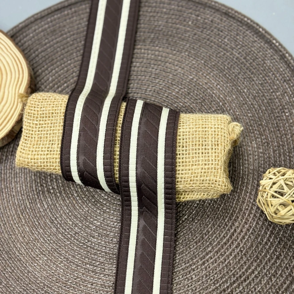 Лампас трикотажний D#1 4 см (50 м), C:3 темно коричневий