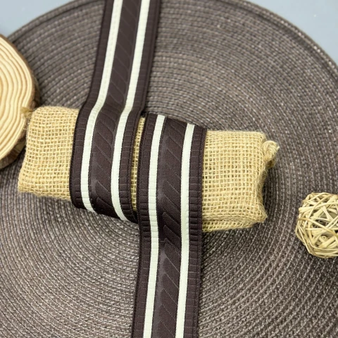 Лампас трикотажний D#1 4 см (50 м), C:3 темно коричневий