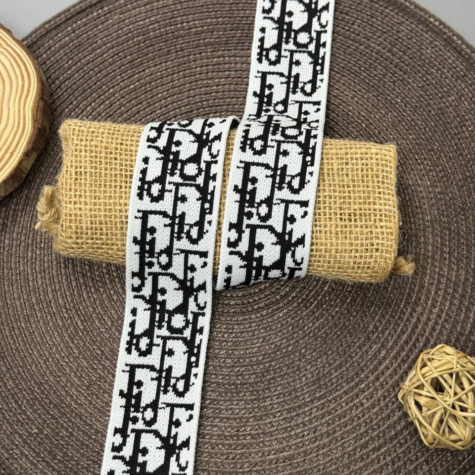 Лампас трикотажний D#2 4 см (50 м), С:7 білий + чорний