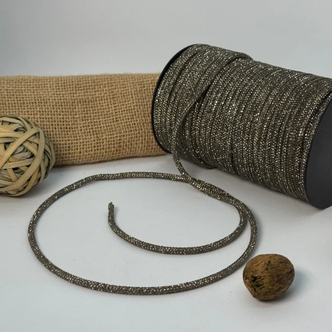 Стразовий шнур 4 мм 8 рядів (50 м), чорний+сірий BD