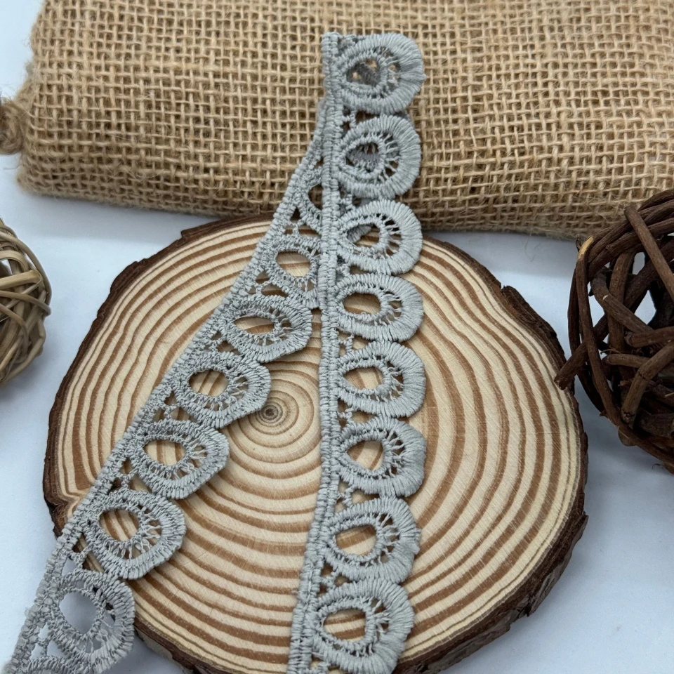 Мереживо поліестер 8860 2,5 см. (15 ярдів/13.5 м.), сірий