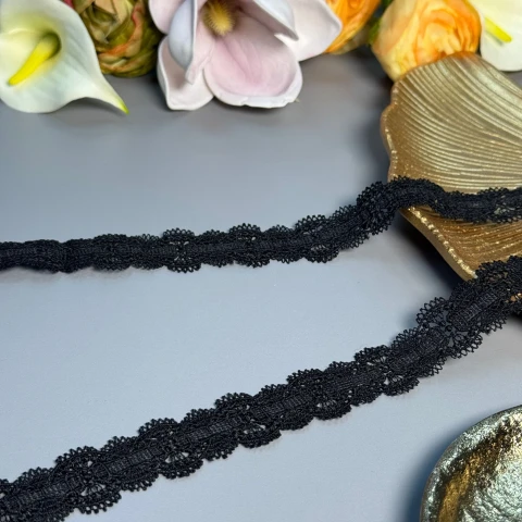 Мереживо поліестер ВВ104089 2,5 см.(30 ярдів/27.3 м.), чорний
