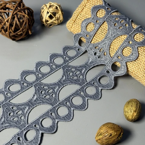 Мереживо поліестер 175 10 см.(19-20 метрів), сірий (19 метрів)