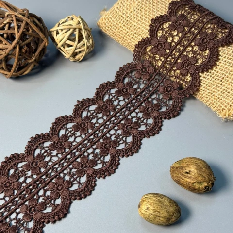 Мереживо поліестер 171 7 см.(19.7 метрів), коричневий