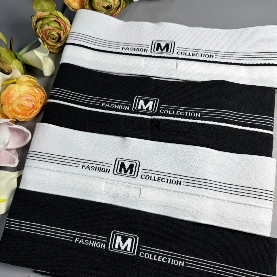 Пояс трикотажний довяз "М" FASHION COLLECTION (8.5 см*90 см), чорний+білий