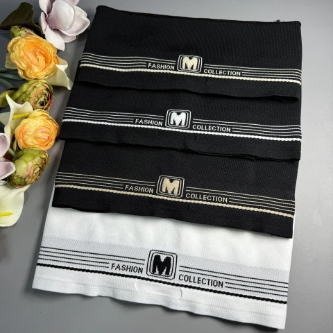 Пояс трикотажний довяз "М" FASHION COLLECTION (13 см*90 см), білий+чорний