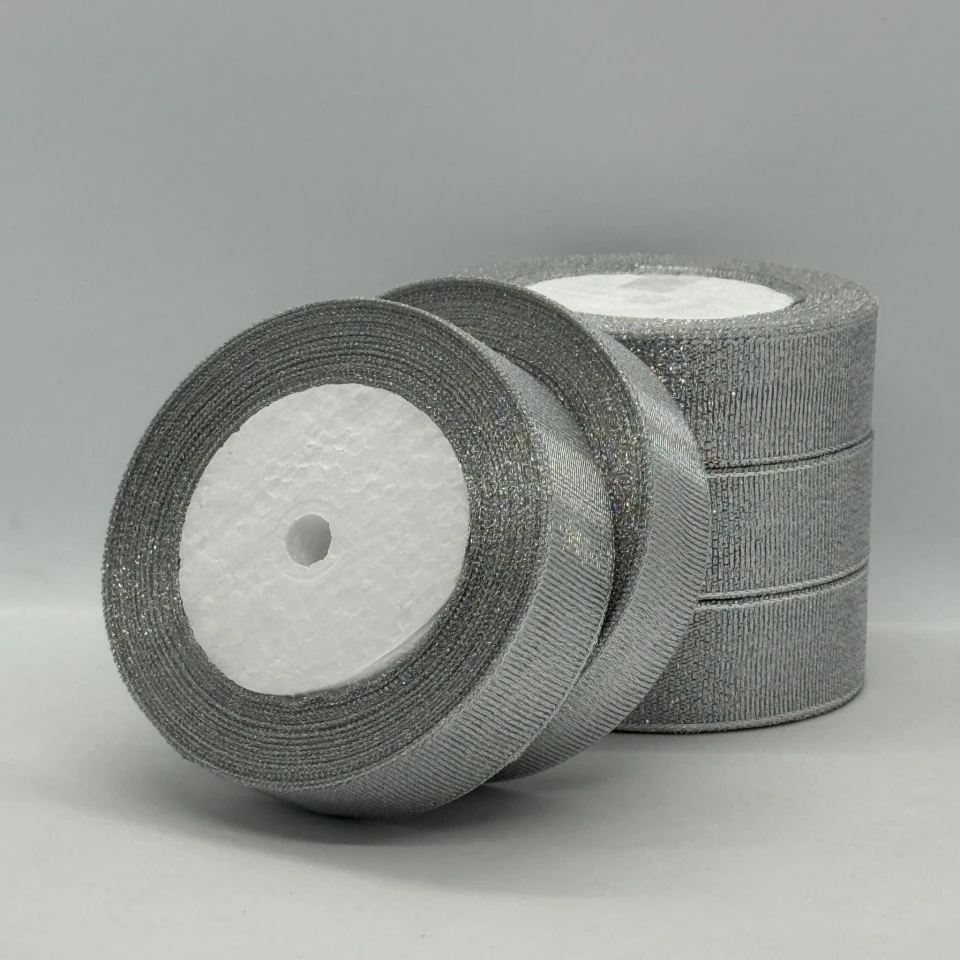 Тасьма парчева 2,5 см (5*25 ярдів/22,75 м.), срібло