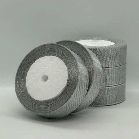 Тасьма парчева 2,5 см (5*25 ярдів/22,75 м.), срібло