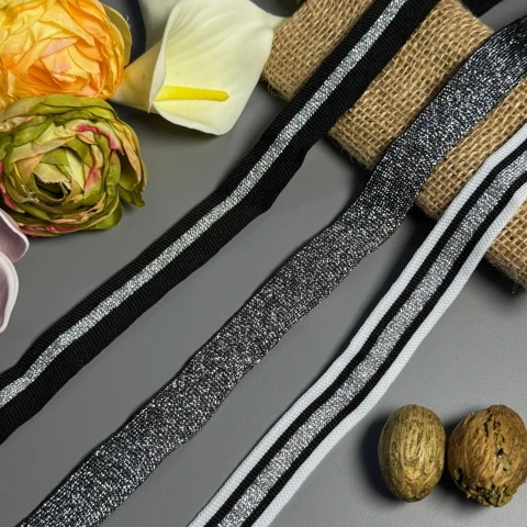 Лампас трикотажний 2 см (50 м), срібло