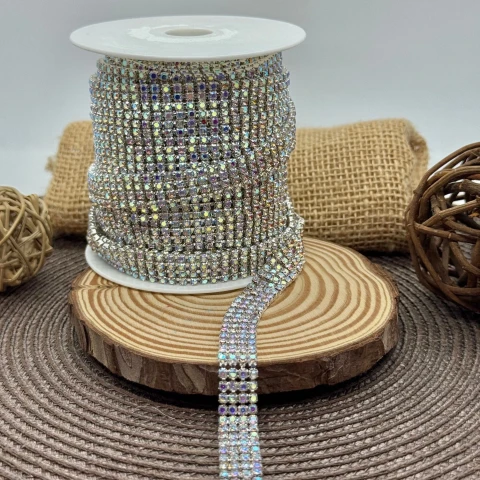 Цепі камні на бабінах ss 12 4 ряда 3 мм (10 ярдів), срібло АВ
