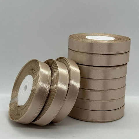 Стрічка атласна 1.2 см (10*36 ярдів), 173 темний бежевий