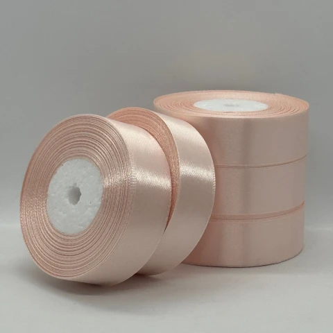 Стрічка атласна 2.5 см (5*36 ярдів), 06 ніжно-персиковий
