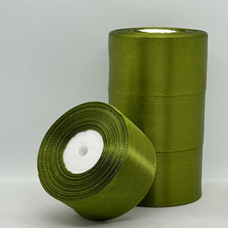 Стрічка атласна 5 см (4*36 ярдів), 61 зелений папороть