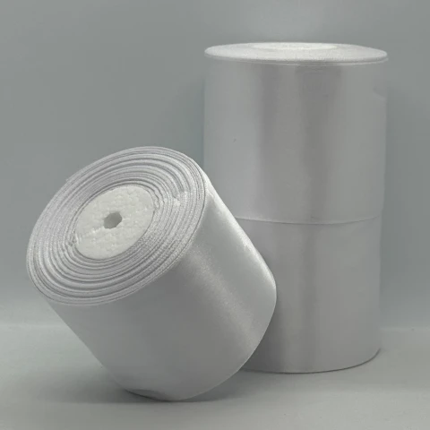 Стрічка атласна 7.5 см (3*36 ярдів), 01 білий