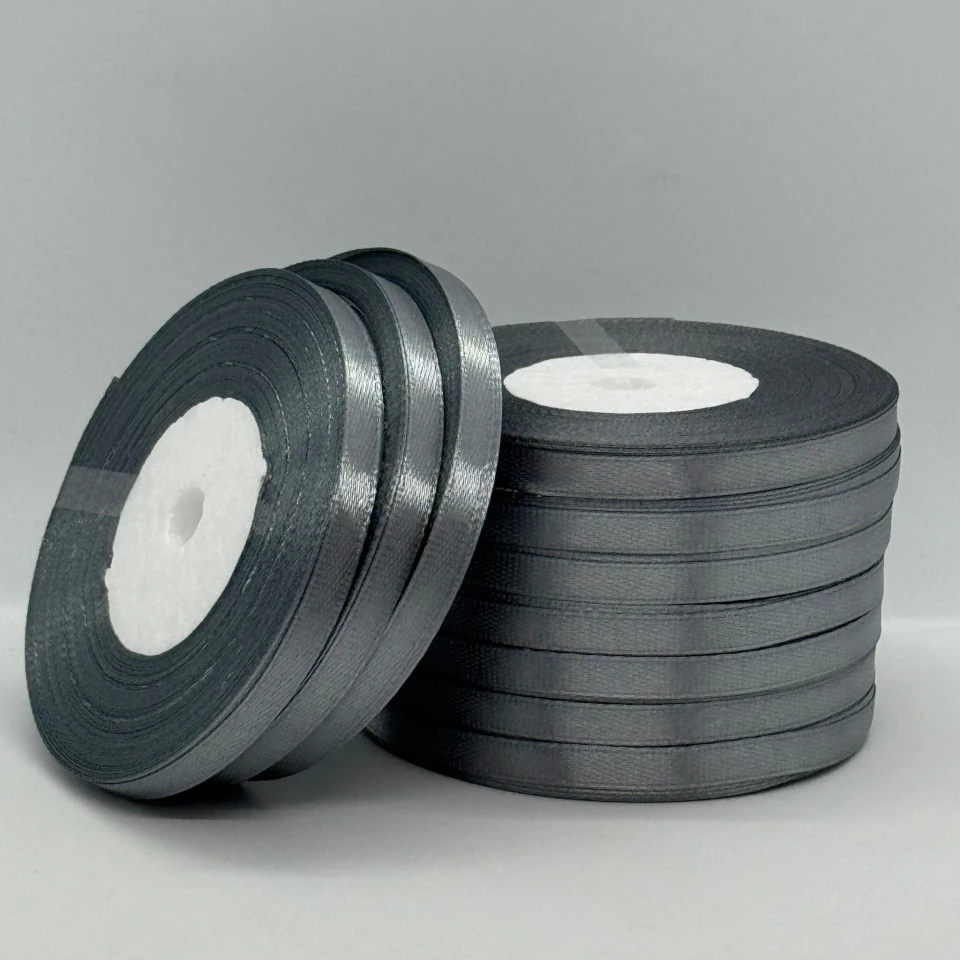 Стрічка атласна 0.6 см (10*36 ярдів), 180 темний сірий