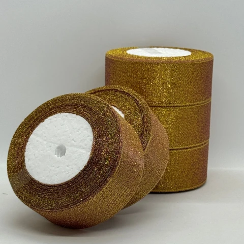 Тасьма парчева 4 см (5*25 ярдів/ 22,75 м.), 59 червоний + золото