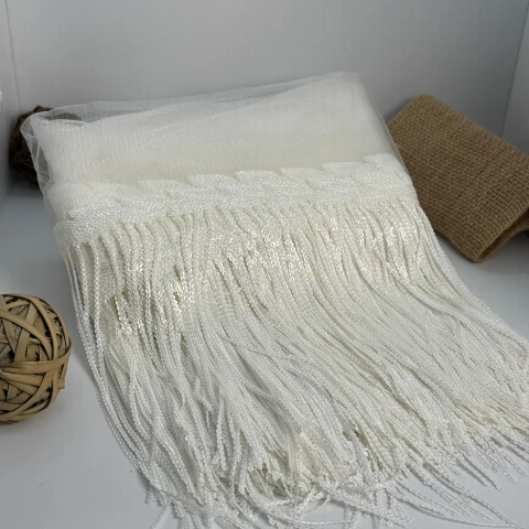 Бахрома танцювальна з паєткою 20 см (10 ярдів/9,14 м.), 33 айворі