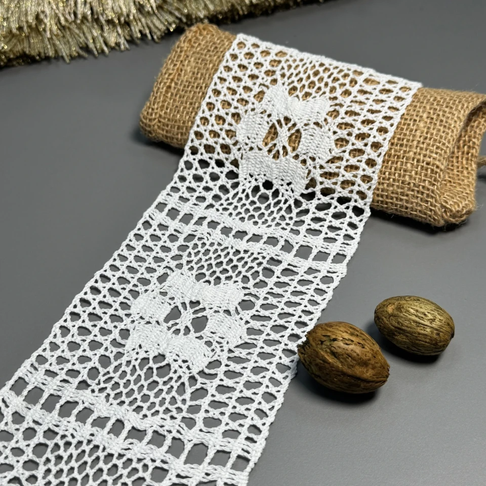 Кружево макраме 8440 8 см (50 ярдов/45,7 м.), молочный