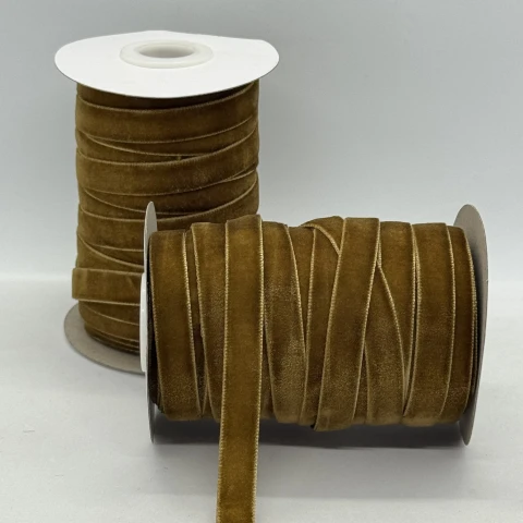 Стрічка оксамит 1 см (25 ярдів/22,75 м.), 86 бронзовий